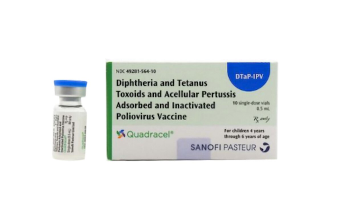 Quadracel DTaP-IPV pediatric vaccine carton with ten 0.5 mL single-dose vials, NDC 49281-564-10